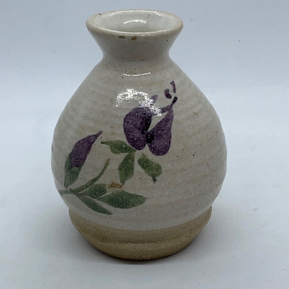 Pottery Vase Purple Flower 4”